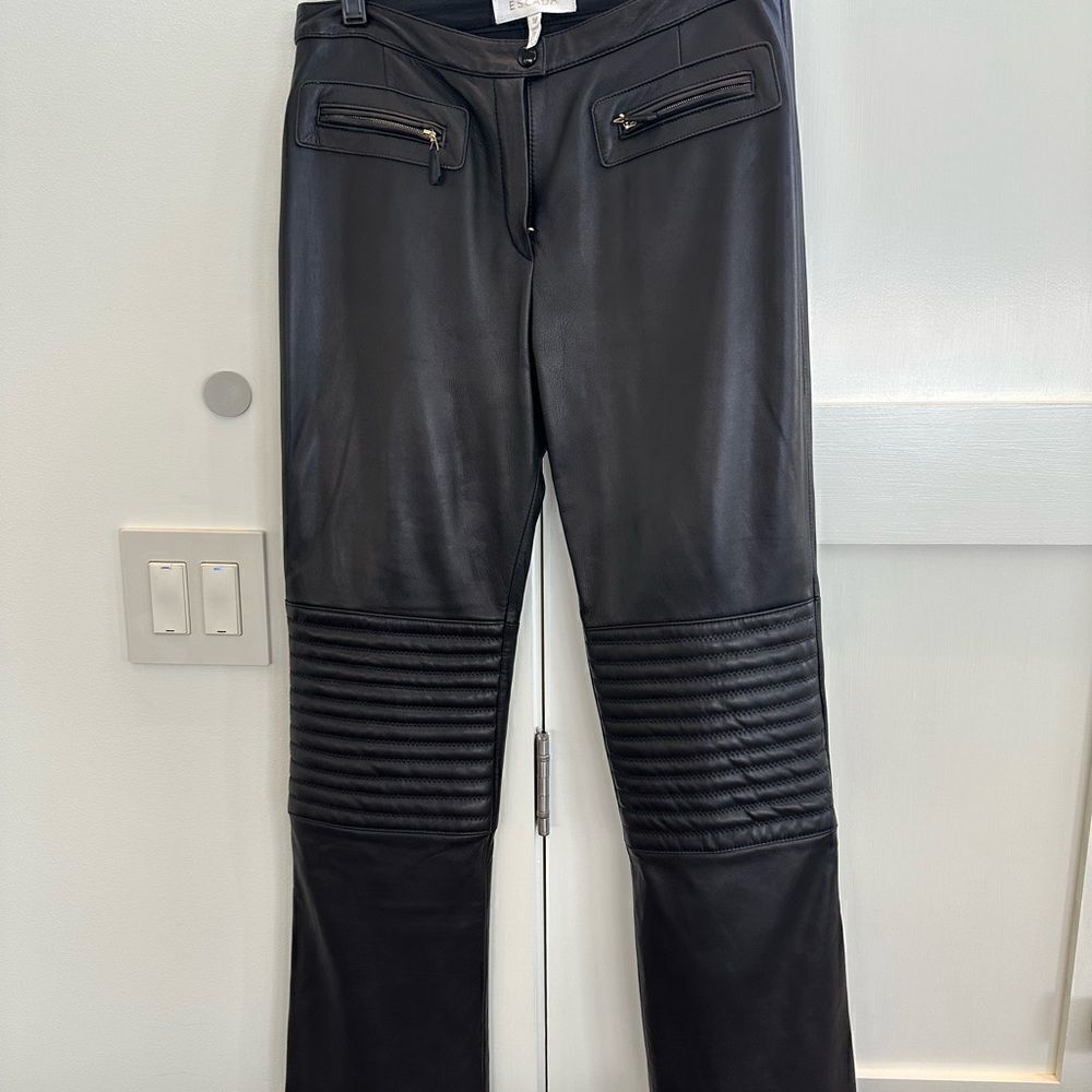 ESCADA black leather pants with incredible detail size 36